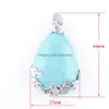 Pendentif Colliers Naturel Gem Pierre Larme Turquoise Amour Perles Reiki Chakra Guérison Collier Chaîne Bijoux N3463 Drop Delivery Pen Dh5Dk