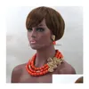 Earrings Necklace Set Big Coral Beaded Bold Statement Diy Lady Fashion African High Quality Cnr593 Drop Delivery Jewelry Se Dhgarden Dhjku