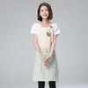 New Women Kitchen Aprons Wipeable Waterproof Oil-proof Cartoon Bear Cotton and Linen Smock Household Cleaning for Kitchen