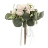 Fleurs décoratives Bouquets de mariage rubans doux bouquet de tenue de mariée pour la décoration de cérémonie de fête de fiançailles d'anniversaire