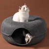 Giocattoli quattro stagioni disponibili nido di gatto in lana rotonda in feltro pet dual uso tunnel nido di gatto addestramento interattivo giocattolo grigio nido di gatto