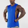 Mens tanktops Brand Plain Top Men Gyms Stringer mouwloos shirt open zijkanten blanco fitness kleding katoen sportkleding spiervest 230524