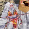 Dames badmode 2 pc's/set badpak fel kleur bloem print ademend alle match zomerzwempak voor strand y23