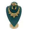 Kolczyki Zestaw Naszyjnik Vintage Dubai Gold Kolor Ornament dla dziewcząt 24K Habesha Bransoletka Pierścień Women Żona