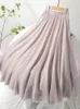 Skirts 2023 Women Linen Cotton Long Elastic Waist Pleated Maxi For Beach Boho Vintage Summer Skirt Faldas Q482