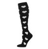 Kvinnors komprimeringsstrumpor mode Black White Knee High Socks Sport Soccer Energizing Comfort Trötthet Relief Stretch Stripes Strumpor S/M L/XL