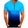 Polos pour hommes Polos à manches courtes pour hommes Business Col rabattu Patchwork Zipper Tops Casual Sport Fitness Bodybuilding Hommes