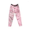 Women's Jeans Spring Summer Loose Pink Printing Women Ankle Length Trousers Female High Waist Baggy For Harem Pants