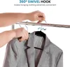 Samt-Kleiderbügel – schwarze Kleiderbügel für Mäntel, Hosen, Kleider – rutschfestes Kleiderbügel-Set mit 360-Grad-Drehgelenk