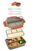 Students four-compartment plastic bento box office worker sealed portable lunch box microwave heating lunch box