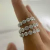 4 mm breedtebussen naar beneden VVS Moissanite Diamond Infinity Ring Sterling Silver Rings voor Girl's Bling Jewelry Band Ring