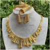 Pendientes collar conjunto Vintage Dubai Color dorado adorno para niñas 24K Habesha pulsera anillo mujer esposa regalos Jewe Dhgarden Dhtrk