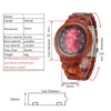 Нарученные часы Красный сандаловый светодиодный светодиодный сенсорный экран Diamond Dial Деревянный часы творческий звездный небо