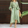 Casual dress 2023 Solid color Long dames feest trouwjurk mode casual volle mouw v-neck polo lange jurk elegant gewaad elegant gewaad