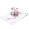 Cartes de voeux Violet Papillon Anniversaire Pop Up Carte Fleur 3D Cadeau Pour Femmes Femme Fille Fille Fête Des Mères Penser Dhemw