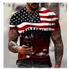 Men's T Shirts Men's Fashion USA Flag Stripes 3D Print Men's T-shirts Oversized Male T-Shirt Summer Short Sleeve Breathable Men