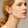 Hoop oorbellen Anziw Elegant Drop Ear Line Lange hangende kwastje voor vrouwen 925 Sterling Silver Rose Flower gecertificeerd Moissanite Jewelry