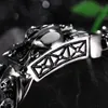 Bangle Fashion Cool Men Punk Skeleton Chain Bracelet Titanium Steel Retro Cross Color Black All Skull Chain Bracelets Jewelry