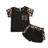 Kleidung Sets Kidswant Kleinkind Baby Mädchen Sommer Outfits Kleidung 2 stücke Leopard Print T-shirt Top Shorts Kind Junge Outfit 12M-6T