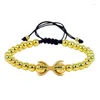 Charm Bracelets 1PC Anil Arjandas Fashion Bracelet Pave Setting CZ Bead Braiding Men Macrame Wire ZZB-64