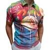 Men's Polos Flamingo Bird Casual Polo Shirts Green And Pink Striped T-Shirts Male Short Sleeves Custom Shirt Date Fashion Oversized Clothes