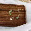Charm Armband U-Magical Exquisite Ginkgo Biloba Shells Rhinestone Armband For Women Green Pärled Harts Asymmetry Chain Jewelry