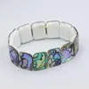 Bangle Natural Abalone Shell Pulseira Frisada Retângulo Colorido Multicolor Crackle Pingente para DIY Brinco Jóias Fazendo 1 PCS