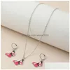 Ohrringe Halskette Legierung Simation Schmetterling Halsketten Ohrring Schmuck Sets Gsfs006 Mode Frauen Geschenk Set Drop Lieferung Dhdla