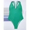 Costumi da bagno da donna Donna Costume da bagno verde Costume intero da spiaggia nero Body Blanco Mujer Costume da bagno con scollo all'americana Bikini donna 2023