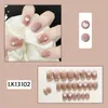 Faux ongles 24 pièce/ensemble dessin animé faux ligne courte couleur française côté Art bricolage niveau charme ongles avec colle Z142False