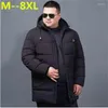 Men's Down 8XL 7XL 6XL Winter Jacket Men Hooded Loose Korean Parka Hombre Long Coat Cashmere Mens Windbreaker Parkas Cotton