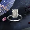 Radiant Cut 3ct Moissanite Diamond Promise Ring 100% Real 925 여성 보석을위한 스털링 실버 약혼 웨딩 밴드 반지