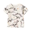 Polos Kids Summer T Shirt Cartoon Animals Shark Dinosaur Print Toddler Boys Cotton Tee Tops T Shirts 230524