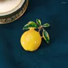 Broscher emalj gul färsk citron kvinnor legering orange frukt corsage party casual brosch stift klädtillbehör smycken