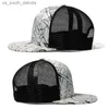 Bollmössor Fashion Design Mesh Baseball Cap Men Summer Trucker Hat Hip Hop Bone Snapback Cap Women Black White Breattable Sun Hats L230523