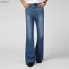 Men's Jeans Men's Jeans Men Casual Solid Colour Flared Trousers Fashion Streetwear Wide Leg Pants Loose Pocket Boot Cut Punk Plus Size L230520