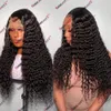 Indian Remy Hair Water Wave Side Part Human Hair 360 HD Spets Frontal peruk med baby hår rått hår Glueless transparent full spets kvinnor peruk 200densitet