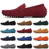 Mänskor Slip Mens Casual Designer på Lazy Suede Leather Shoe Big Size 38-47 Ocean Blue 815 S 886