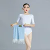 Stage Wear Summer Latin Dance Dress For Girls White Backless Tops Tassel Skirt ChaCha Tango Practice Rumba Competition Costume YS3470