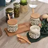 Lagringsflaskor Creative American Ceramic Season Pot Three-Piece Set Bottle Box Kitchen Finishing Spice Jar