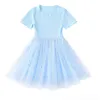 Girl's Dresses Blue Venus Sequin Girls' 1 2 3 5 9 11 2023 Summer Tulle Cotton Knee Length Dress Children's Clothing G220523