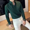 Chemises habillées pour hommes mode revers bouton couleur unie chemise décontractée vêtements pour hommes 2023 automne tout-match hauts à manches longues lâche coréen