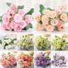 Decorative Flowers 10head Rose Pink Silk Bouquet Peony Artificial Flower Wedding Home Decoration Bride To Be Fake Garden Decor