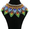 Chokery afrykańskie plemienne etniczne kolorowe koraliki Choker Naszyjnik Boho Indian Bride kołnierz egipski Nigeria oświadczenie szyi biżuteria 230524