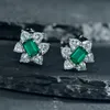 Elegant Emerald diamond Stud Earring 925 Sterling Silver Engagement Wedding Earrings for women Bridal Statement Party Jewelry