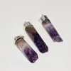 Hanger kettingen lange paarse kristallen steen voor vrouwen 2023 rauwe cilinder kolom geode druzy quartz sieraden maken pendulum spirituele polishpe