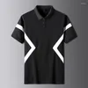 Herrpolos sommar randig polo t-shirts män kläder camisetas topps playeras hombre mens kort ärm tees manlig sportkläder vit svart