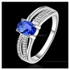 Con pietre laterali Donna Sterling Sier placcato anello zircone blu cavo Gssr568 Fashion 925 Plate Rings Drop Delivery Jewelry Dh56X