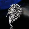 Rainbow Crystal Flower Brosches for Women Silver Color Rhinestone Alloy Plant Brooch Safety Pins