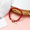 Strand Meetvii Chinese Style Red Glass Beads Bracelets Lucky Character Fu Gourd Wallet Animal Charm Jewelry
